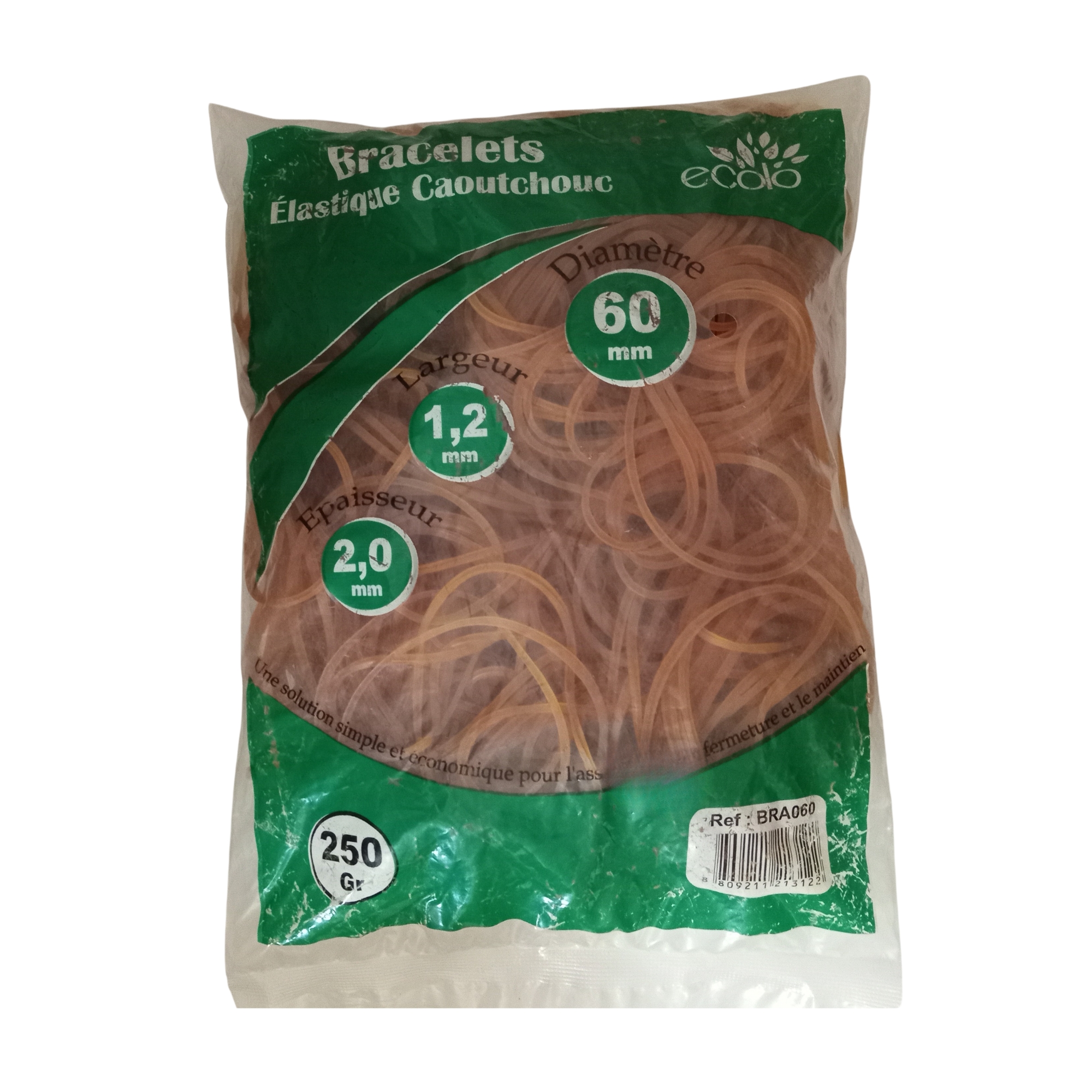 BRACELETS ELASTIQUE DIAMETRE 80MM EN SACHET DE 250G