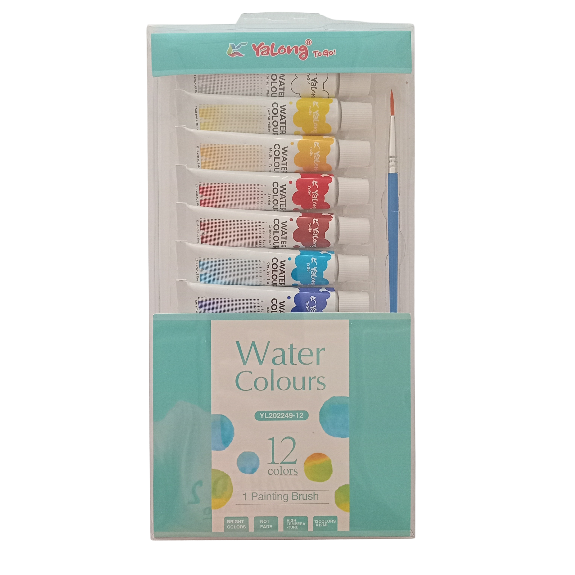 PEINTURE  GOUACHE 12 TUBES EN COULEUR+PINCEAU REF-YL202249/YALONG